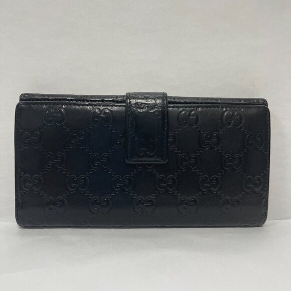 Gucci Guccissima Margaux Black Calfskin Leather Continental Wallet - Preowned - Picture 2 of 13